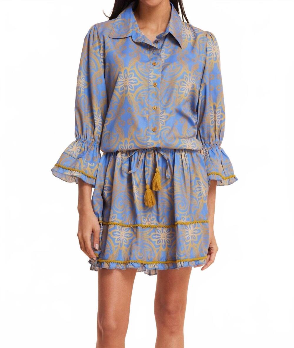 NEW MODAPOSA penelope button-up dress in blue